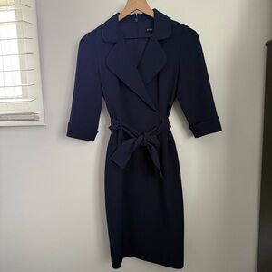 Black Halo 2 Lucinda Sheath Dress Pacific Blue Navy Belted Career Work Evening